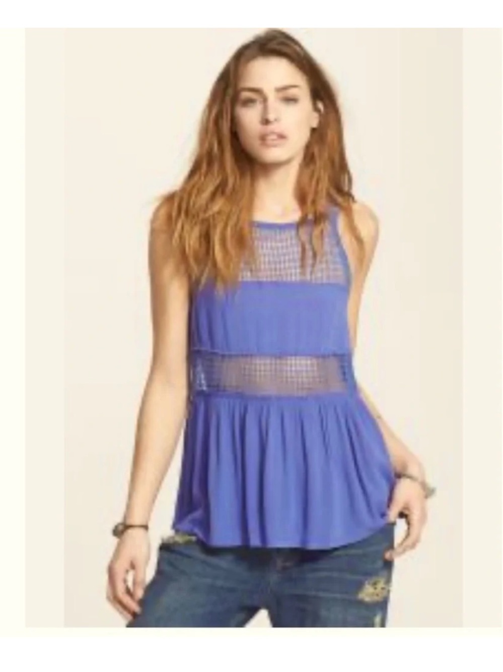 Free People Purple Mesh Flowy Tank